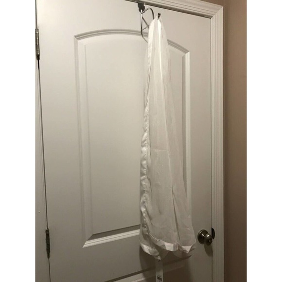 Calvin Klein Sheer & Satiny Scarf, Off-white metallic pinstripe, Rectangular - Picture 8 of 9